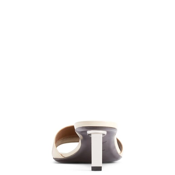 Giuseppe Zanotti Cream Leather Square Toe Kitten Heel Mules Sandals Sz 8 - Picture 4 of 16